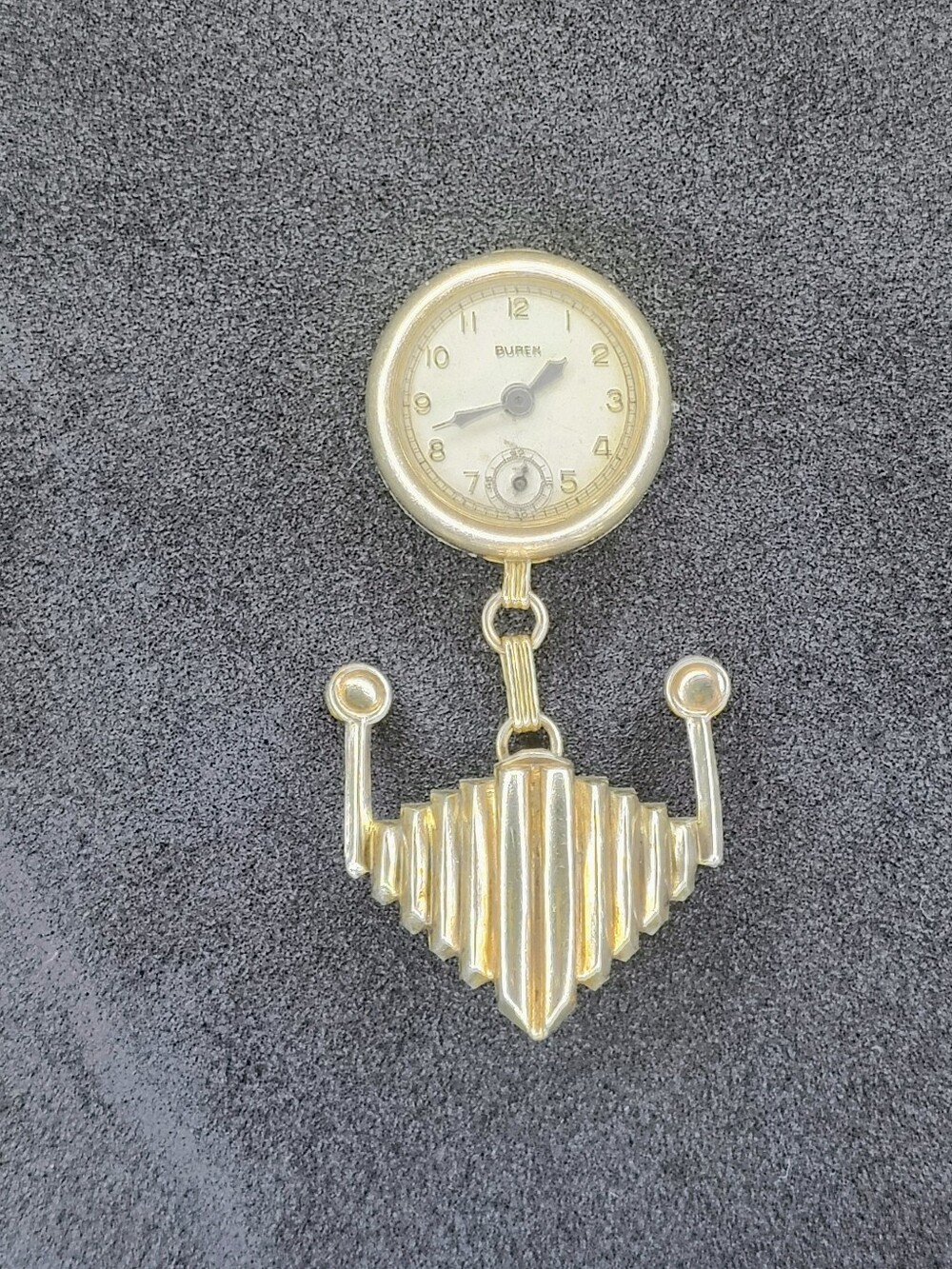 Vintage Art Deco Buren Grand Prix Lapel Watch Brooch – 10K Gold Filled/RGP – For